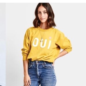 Clare V Mustard Yellow 'OUI' Sweatshirt